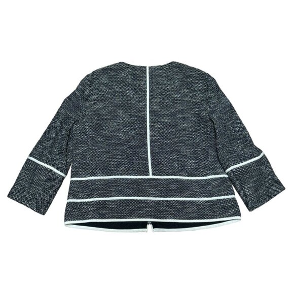 Lafayette 148 New York Aisha Piped Detail Collarless Tweed Zipper Jacket Sz M h2 - Picture 2 of 8